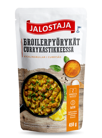 Jalostaja Broilerpyörykät currykastikkeessa 450 g – Jalostaja